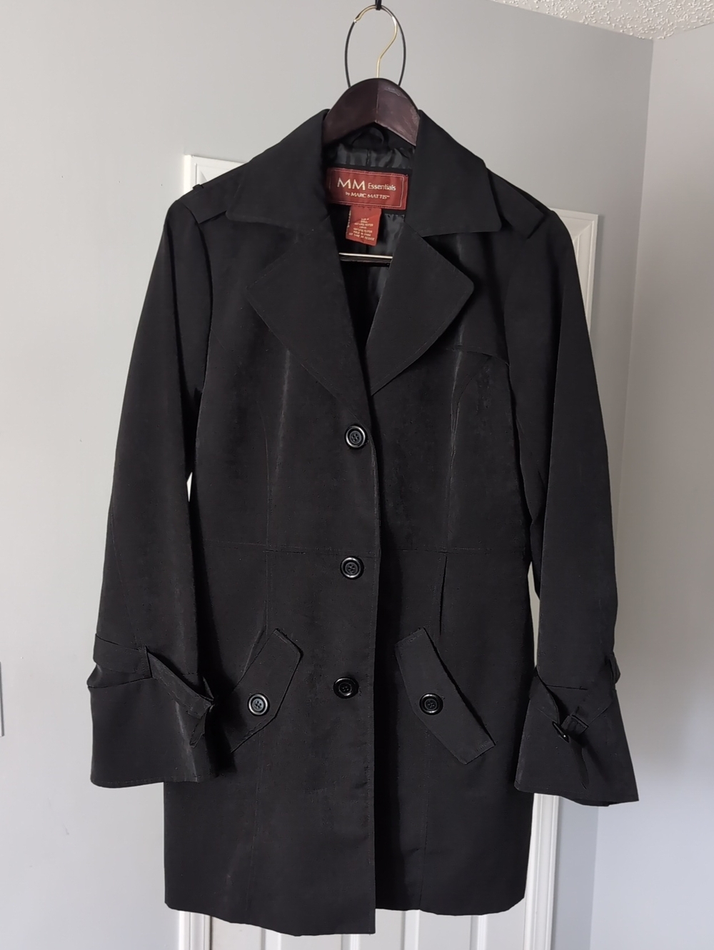 MM Essentials Marc Mattis Women's Black Trench Coat M